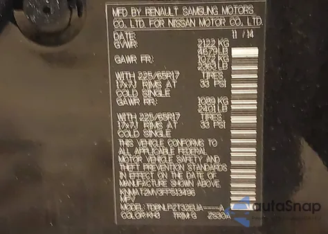 2015 Nissan Rogue S from USA, damaged, VIN KNMAT2MV3FP513496